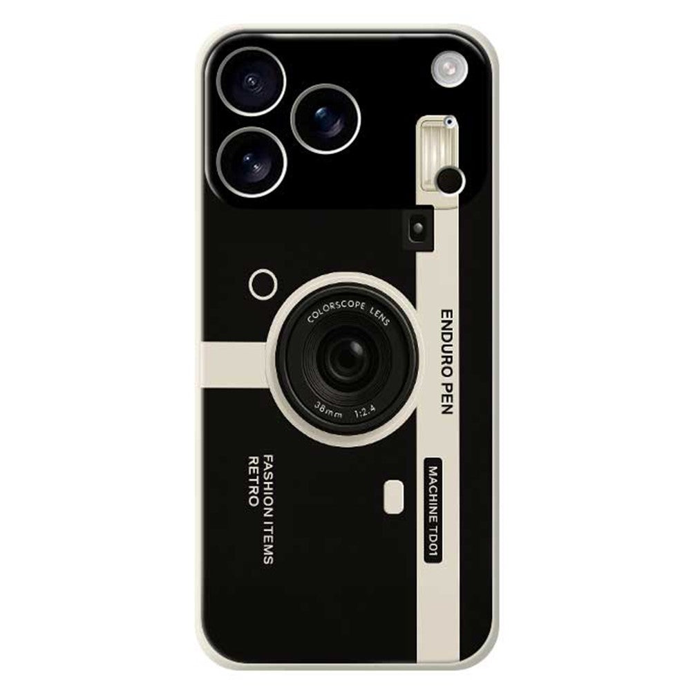 For iPhone 17 Pro Max Case Colorscope Lens Pattern Printing Straight Edge TPU Phone Back Cover - Beige