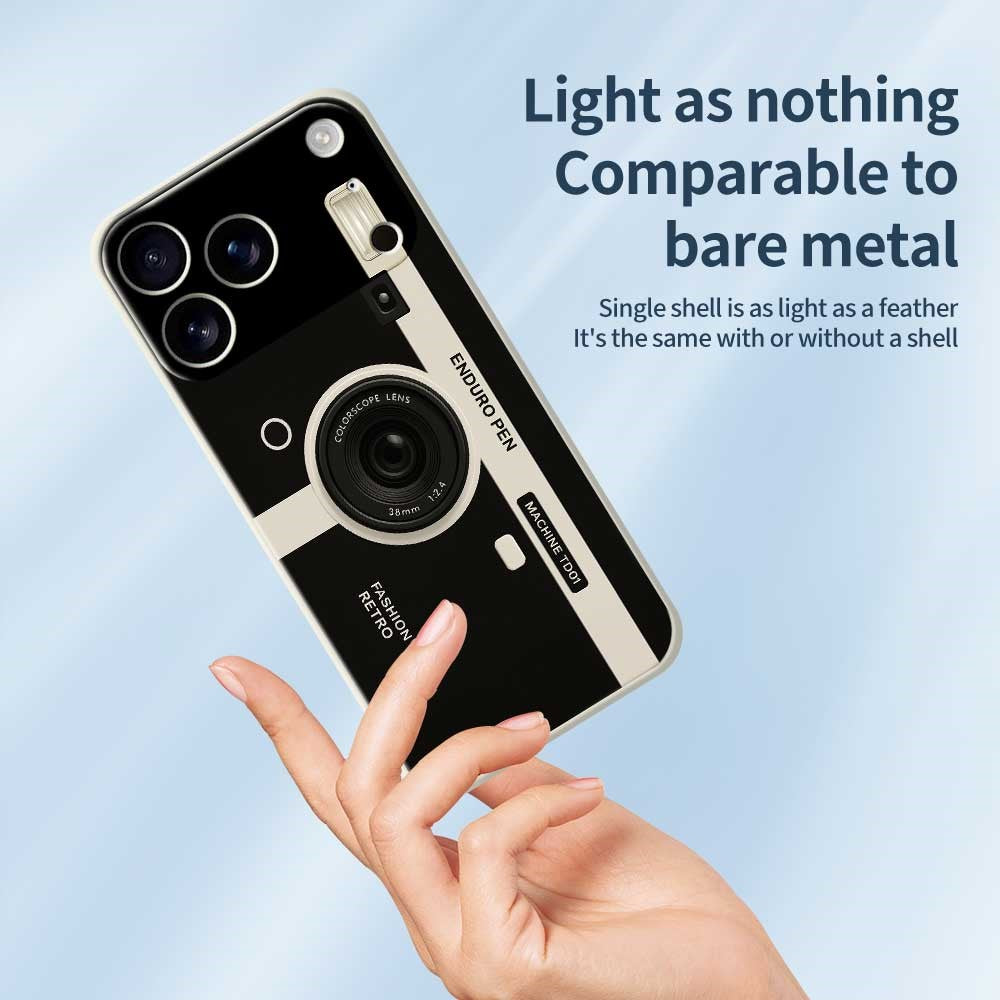 For iPhone 17 Pro Max Case Colorscope Lens Pattern Printing Straight Edge TPU Phone Back Cover - Beige