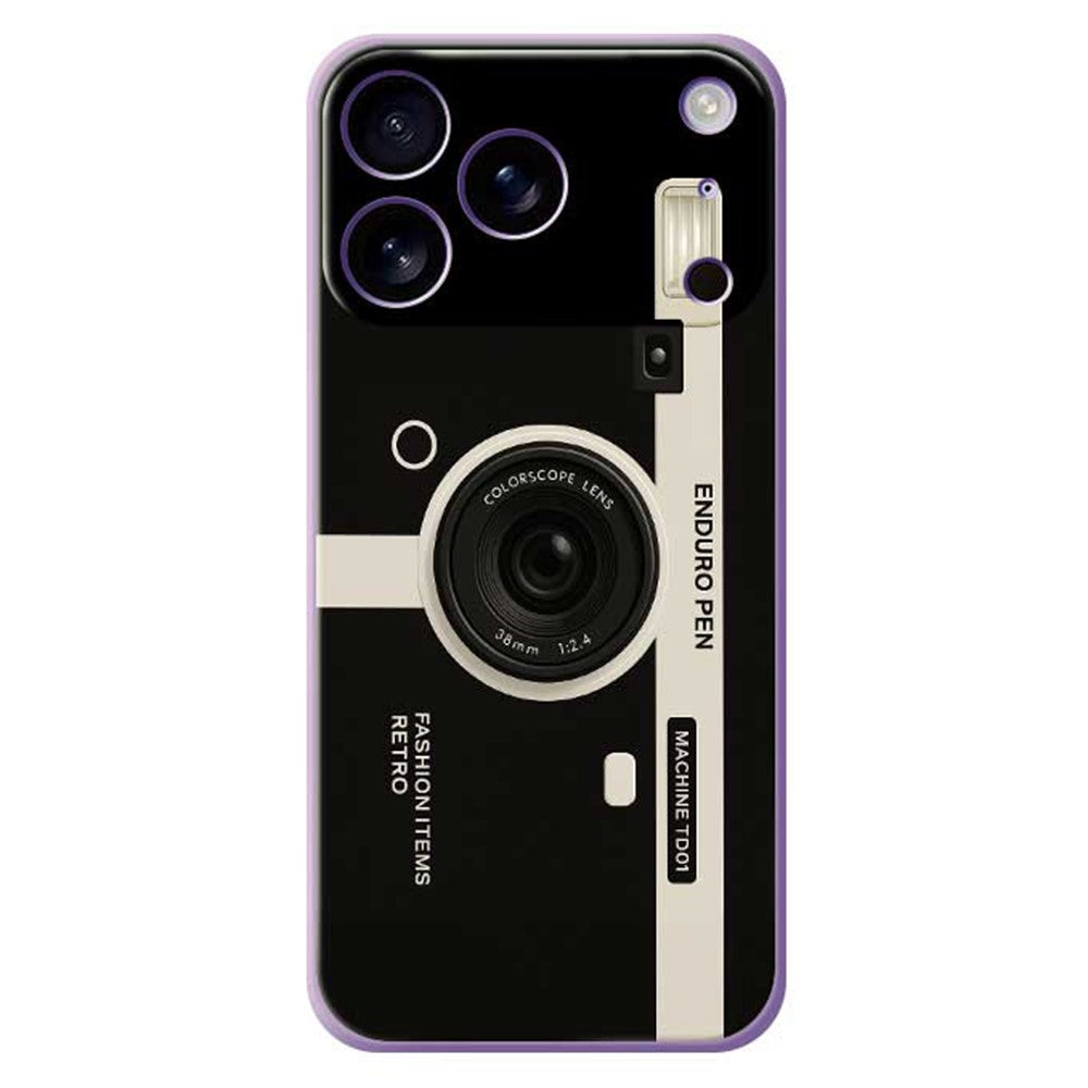 For iPhone 17 Pro Max Case Colorscope Lens Pattern Printing Straight Edge TPU Phone Back Cover - Purple
