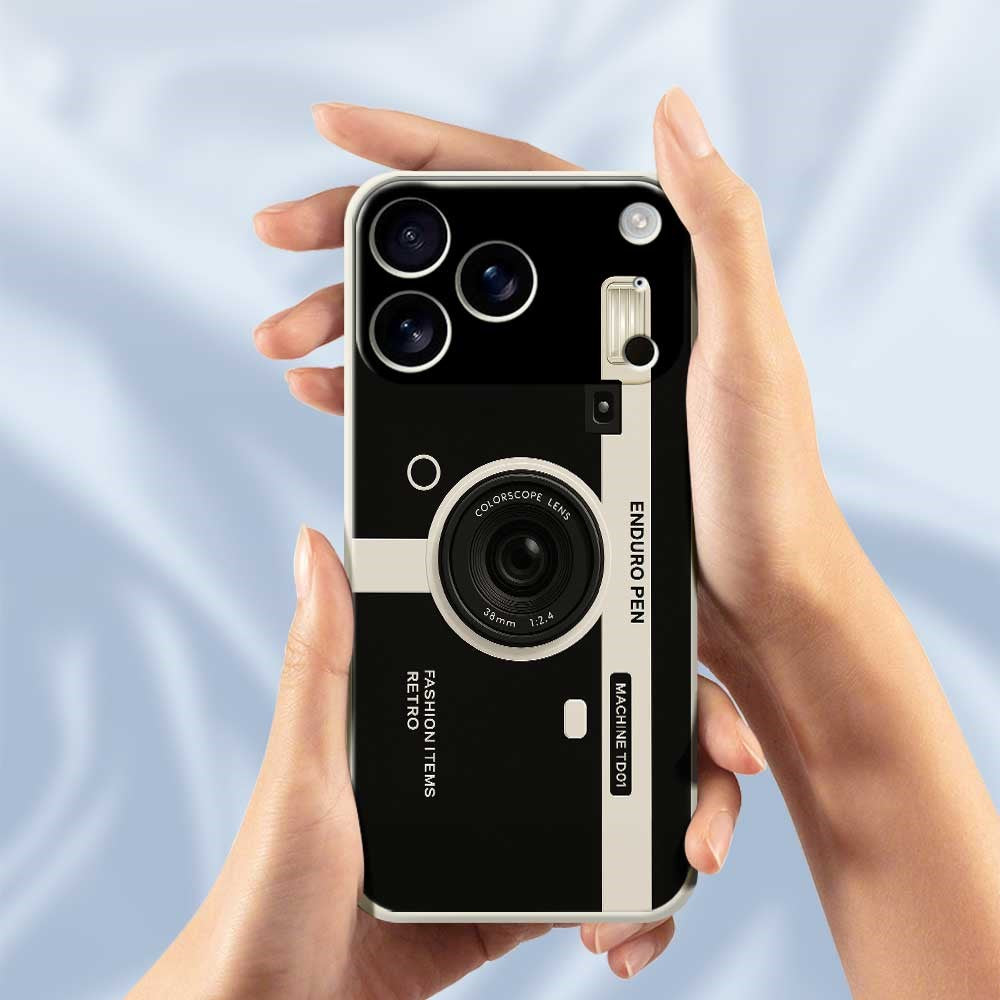 For iPhone 17 Pro Max Case Colorscope Lens Pattern Printing Straight Edge TPU Phone Back Cover - Black