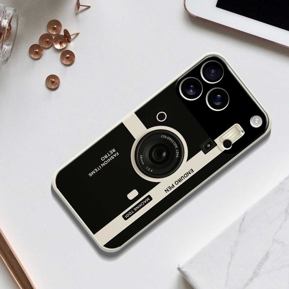 For iPhone 17 Pro Max Case Colorscope Lens Pattern Printing Straight Edge TPU Phone Back Cover - Black