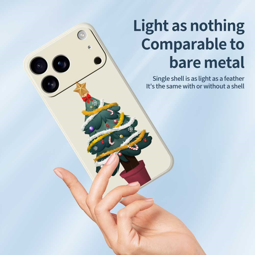 For iPhone 17 Pro Max Case Christmas Tree Potted Plants Pattern Printing Straight Edge TPU Phone Back Cover - Green