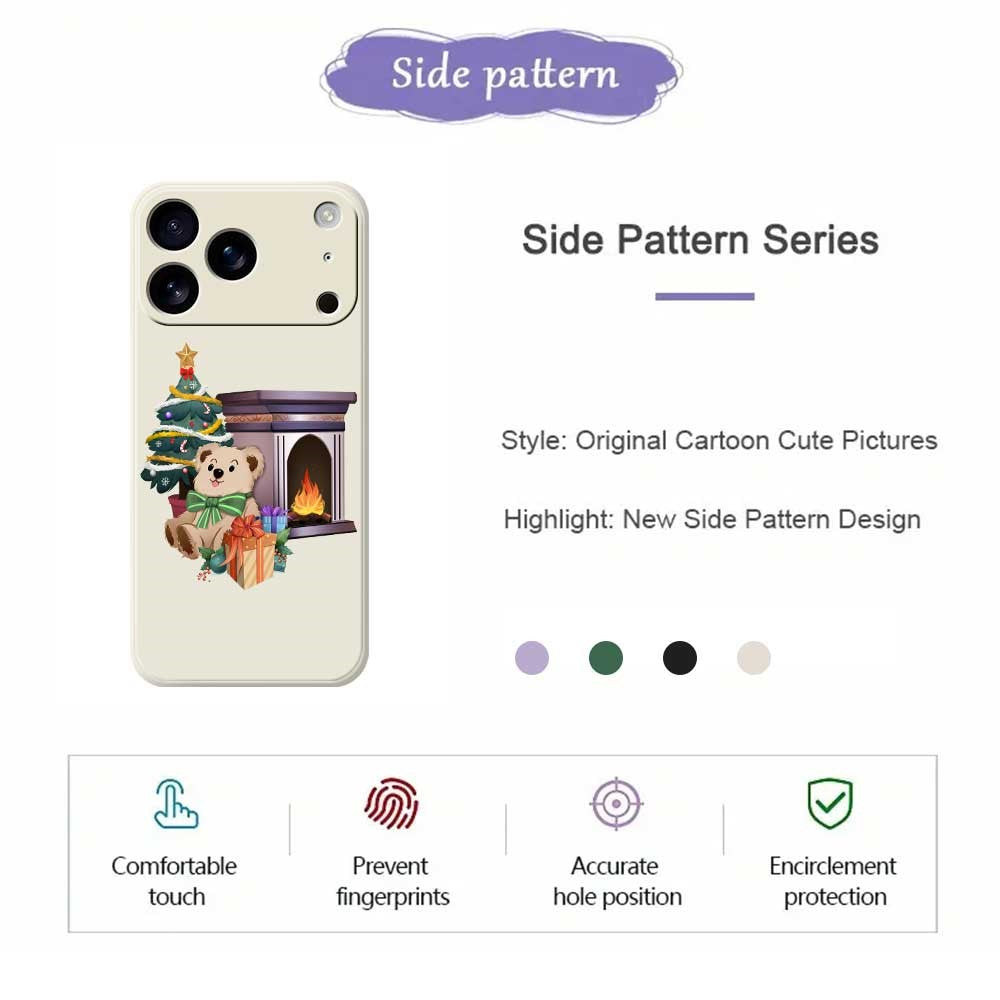For iPhone 17 Pro Max Case Christmas Fireplace Gifts Pattern Printing Straight Edge TPU Phone Back Cover - Purple