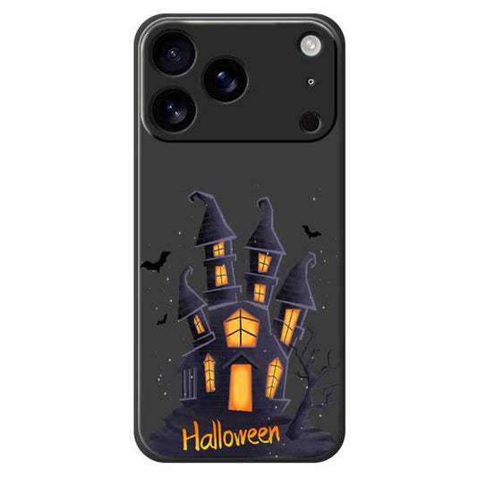 For iPhone 17 Pro Max Case Halloween Castle Pattern Printing Straight Edge TPU Phone Back Cover - Black