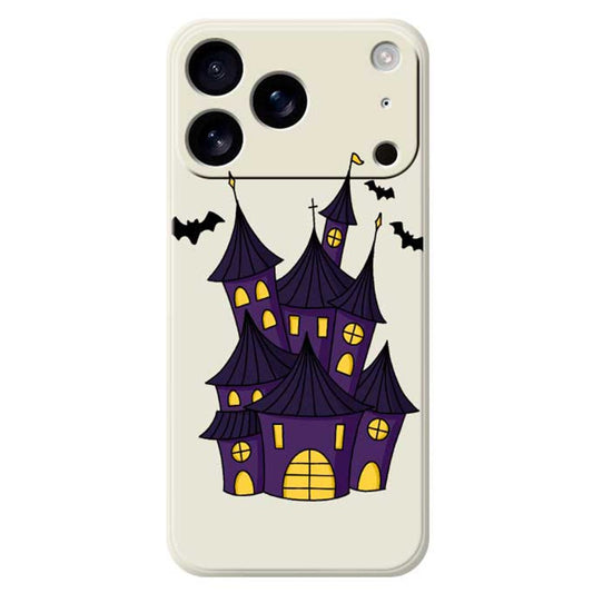 For iPhone 17 Pro Max Case Bat Castle Pattern Printing Straight Edge TPU Phone Back Cover - Beige