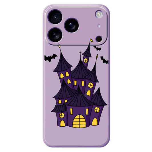 For iPhone 17 Pro Max Case Bat Castle Pattern Printing Straight Edge TPU Phone Back Cover - Purple