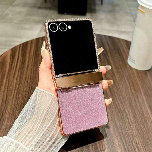 For Samsung Galaxy Z Flip7 5G Case Hinge Protection Rhinestone Glitter PC Phone Cover - Purple