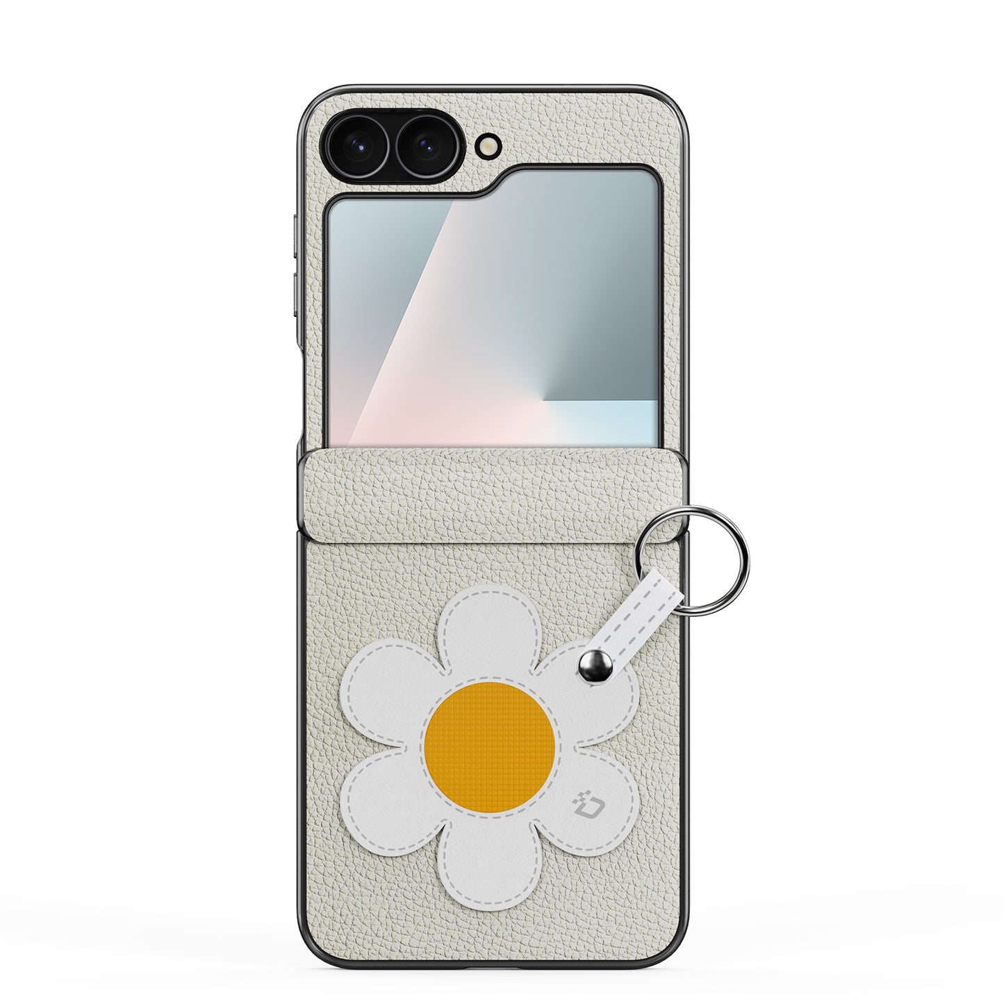 For Samsung Galaxy Z Flip6 5G / Galaxy Z Flip7 FE 5G Case DUX DUCIS Luvy Series PU Leather + PC Phone Case with Ring Holder / Strap - Starlight-Daisy