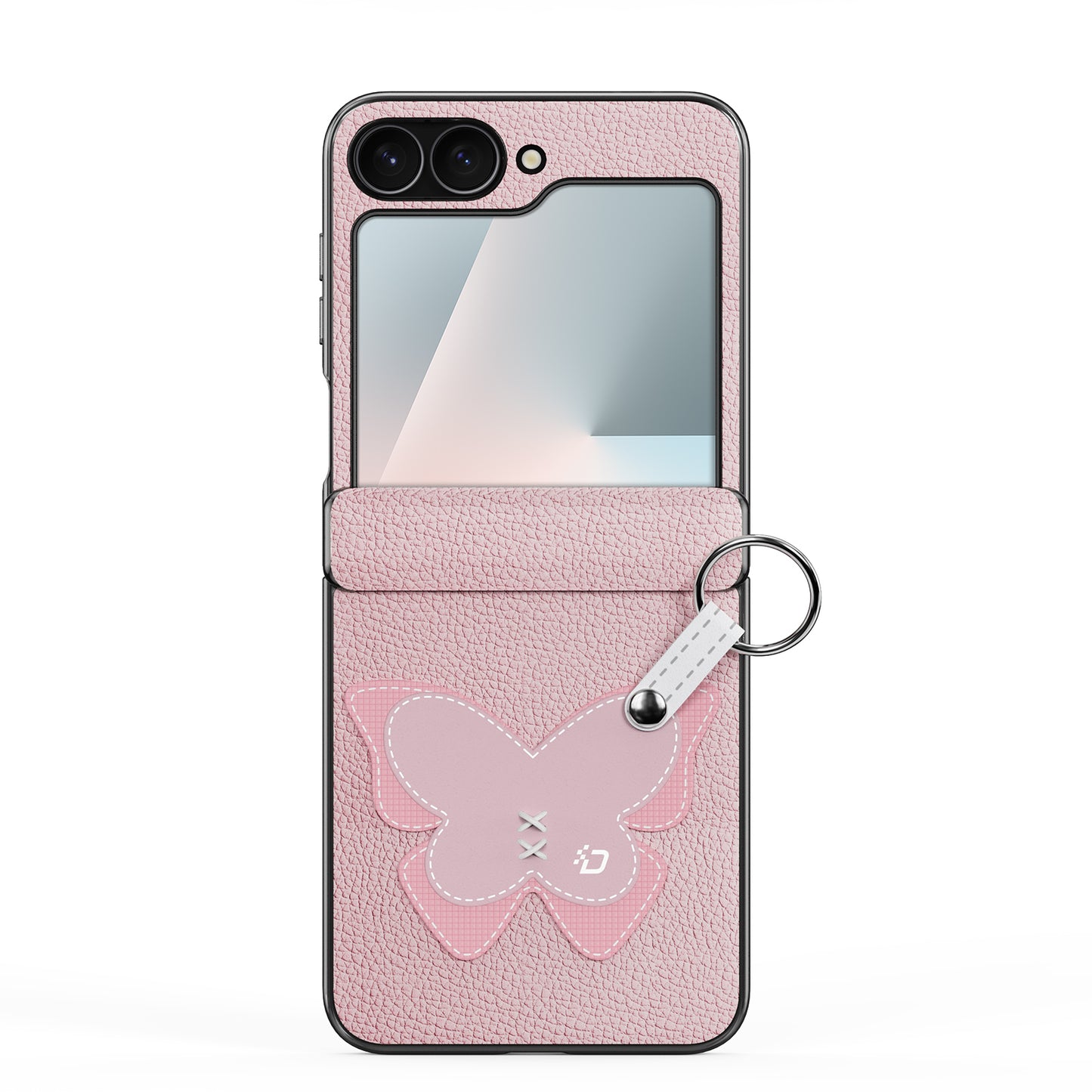 For Samsung Galaxy Z Flip6 5G / Galaxy Z Flip7 FE 5G Case DUX DUCIS Luvy Series PU Leather + PC Phone Case with Ring Holder / Strap - Pink-Butterfly