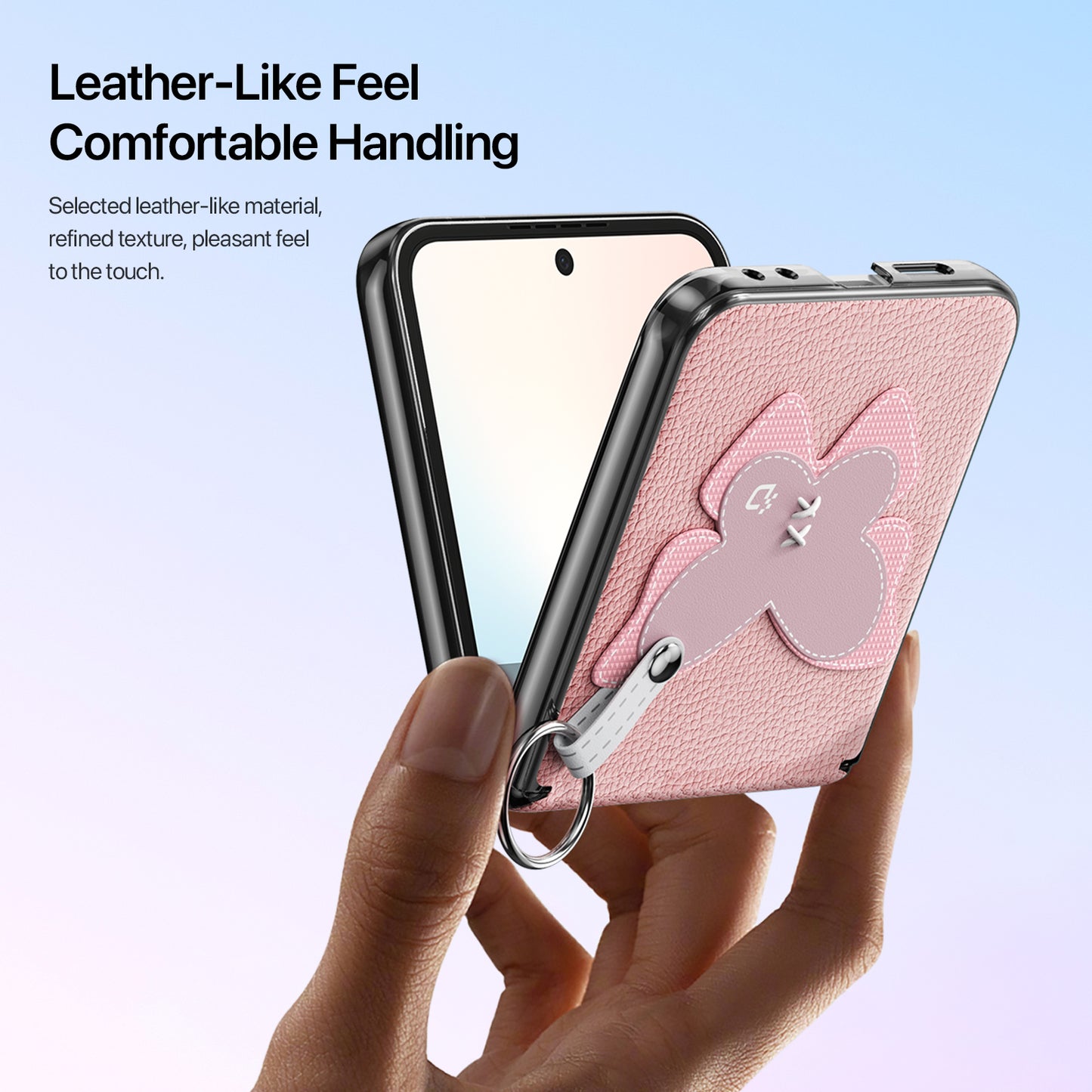 For Samsung Galaxy Z Flip6 5G / Galaxy Z Flip7 FE 5G Case DUX DUCIS Luvy Series PU Leather + PC Phone Case with Ring Holder / Strap - Pink-Butterfly