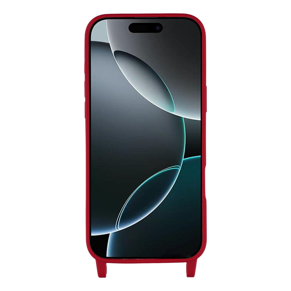 For iPhone 17 Pro Max Case Soft TPU Protective Phone Cover with Lanyard Holes - Dark Red