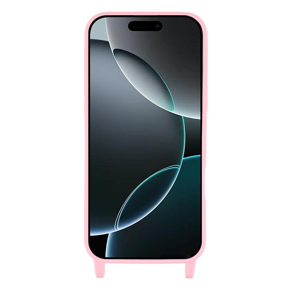 For iPhone 17 Pro Max Case Soft TPU Protective Phone Cover with Lanyard Holes - Pink