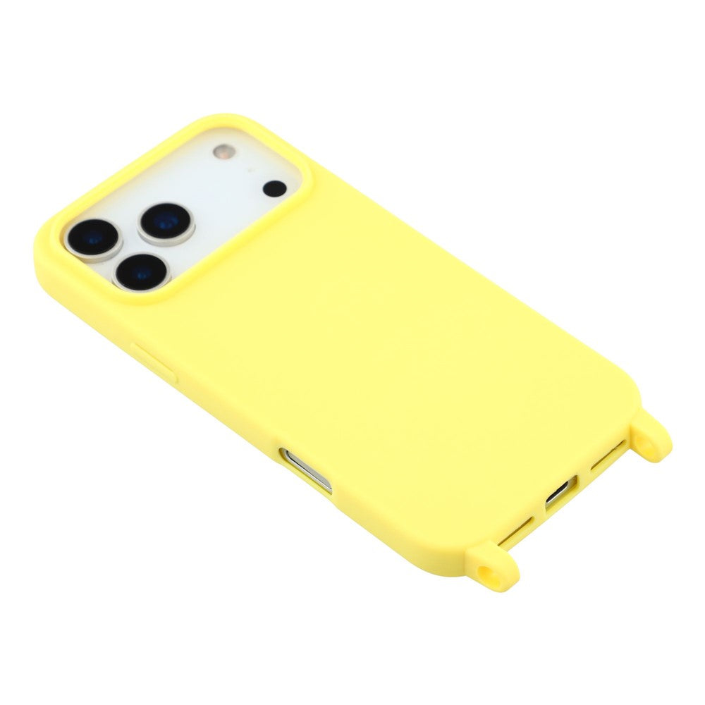 For iPhone 17 Pro Max Case Soft TPU Protective Phone Cover with Lanyard Holes - Yellow