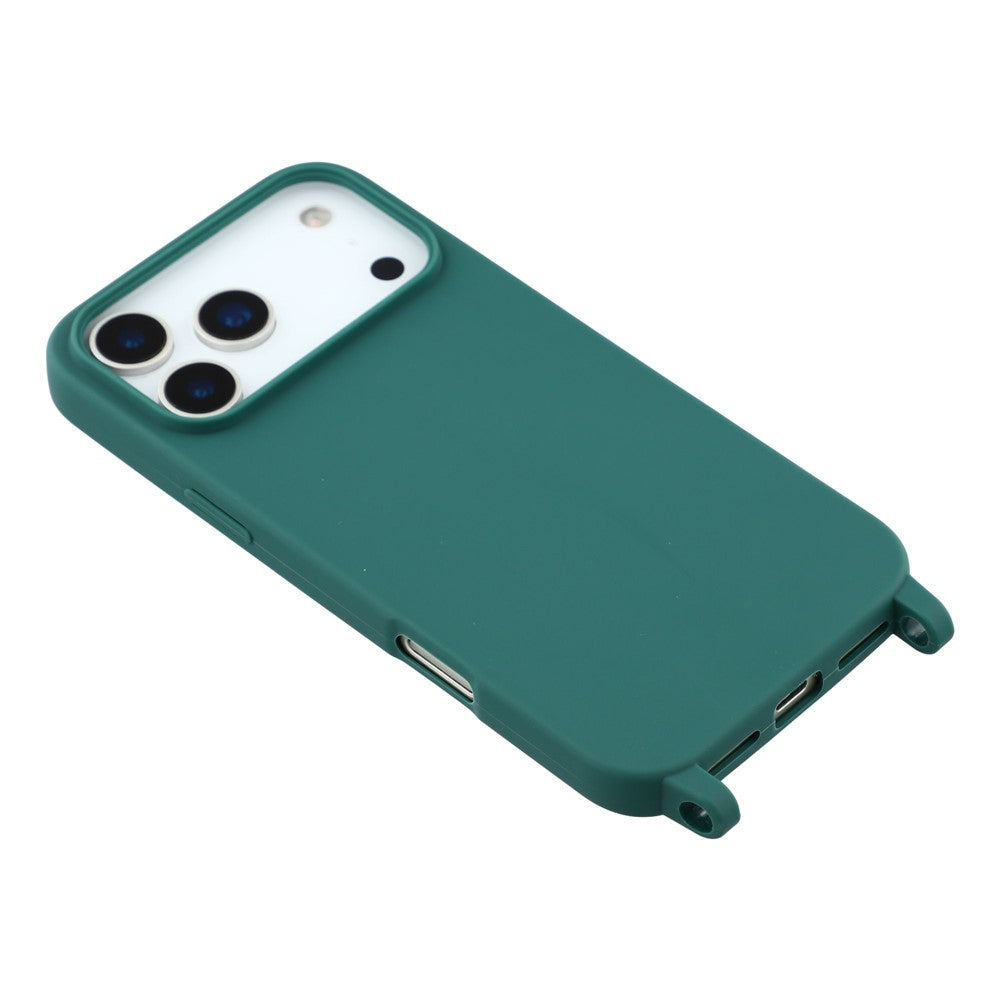 For iPhone 17 Pro Max Case Soft TPU Protective Phone Cover with Lanyard Holes - Dark Green