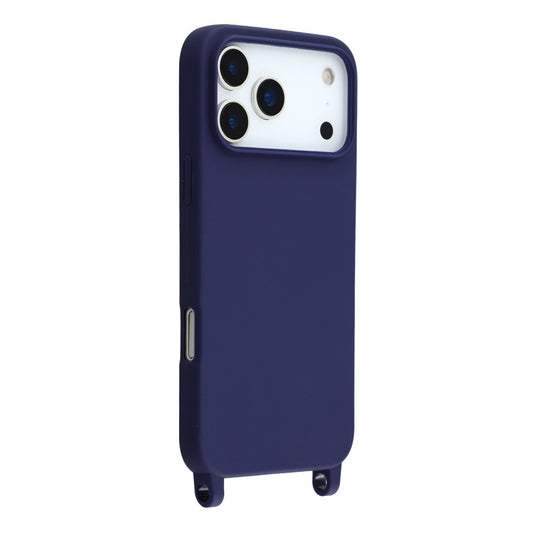 For iPhone 17 Pro Max Case Soft TPU Protective Phone Cover with Lanyard Holes - Dark Blue