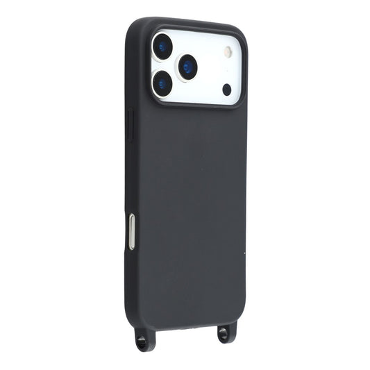 For iPhone 17 Pro Max Case Soft TPU Protective Phone Cover with Lanyard Holes - Black