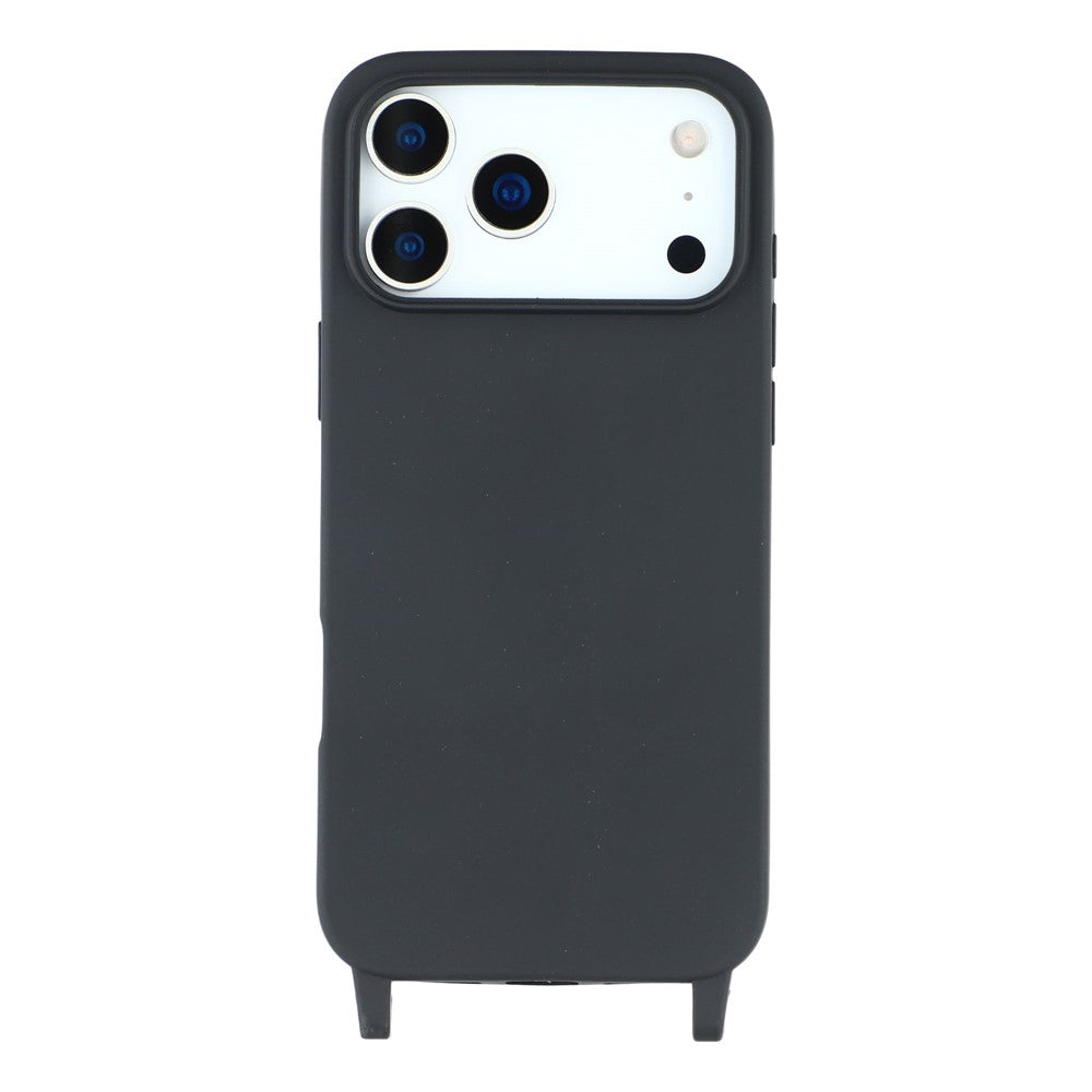 For iPhone 17 Pro Max Case Soft TPU Protective Phone Cover with Lanyard Holes - Black
