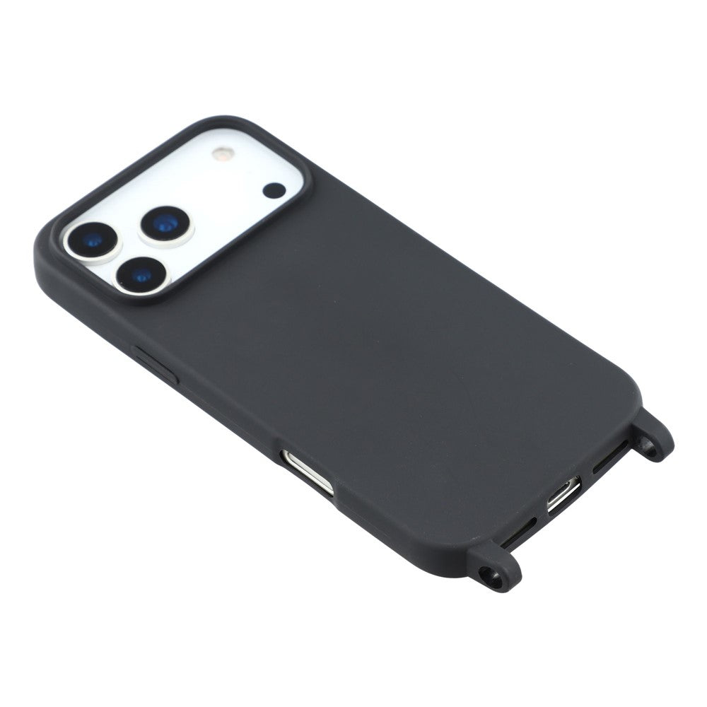 For iPhone 17 Pro Max Case Soft TPU Protective Phone Cover with Lanyard Holes - Black