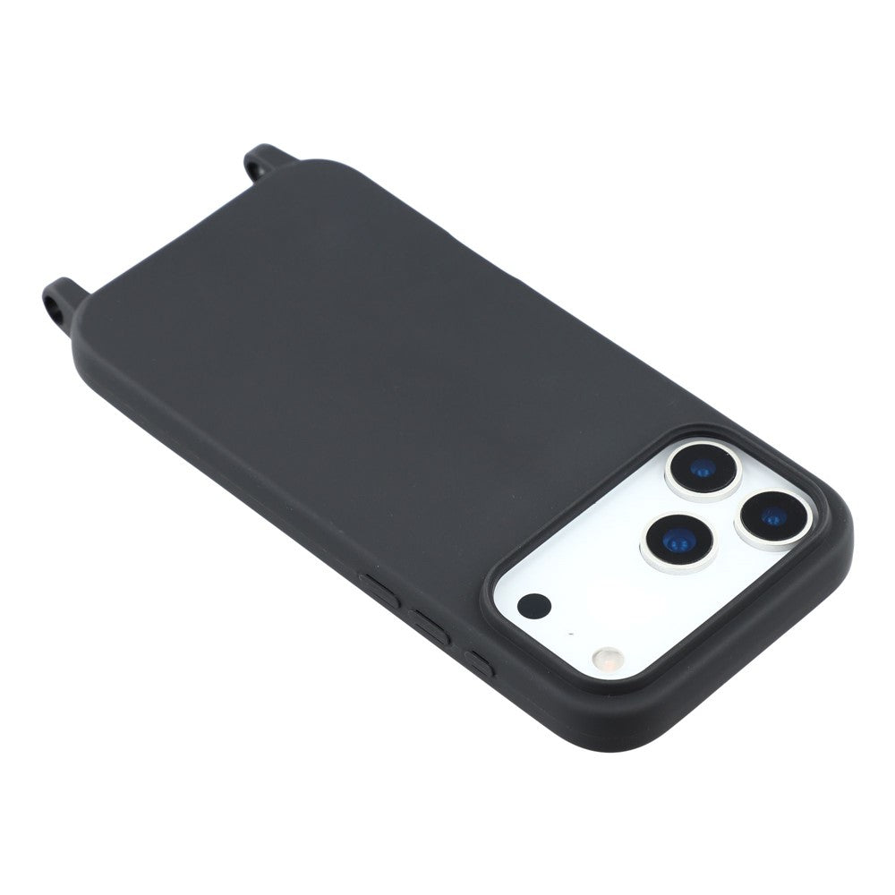 For iPhone 17 Pro Max Case Soft TPU Protective Phone Cover with Lanyard Holes - Black