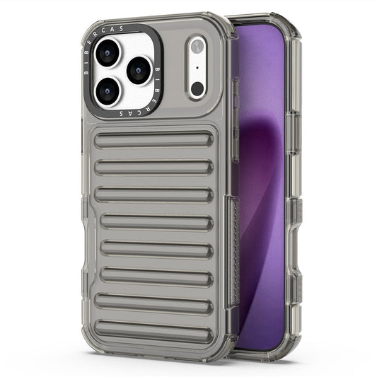 For iPhone 17 Pro Max Case Stripe Design Anti-Slip Detachable TPU + PC Phone Cover - Grey