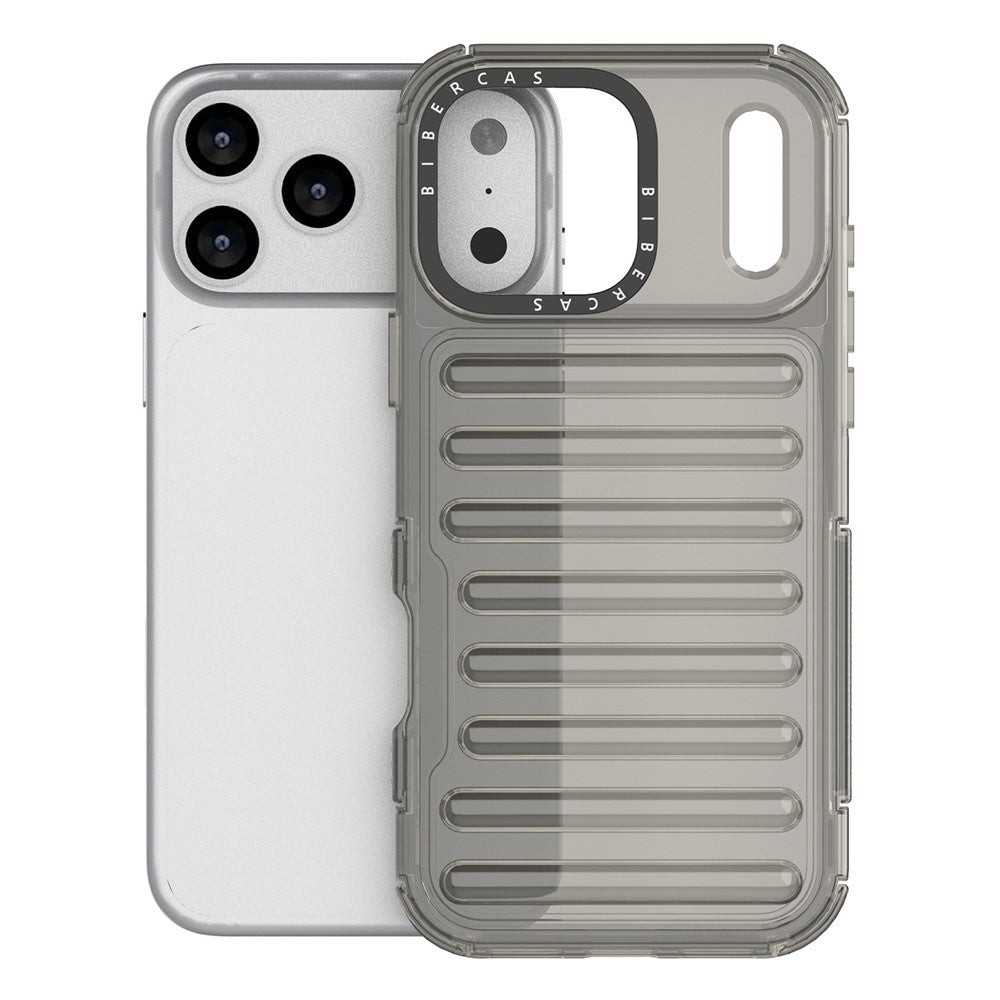 For iPhone 17 Pro Max Case Stripe Design Anti-Slip Detachable TPU + PC Phone Cover - Grey