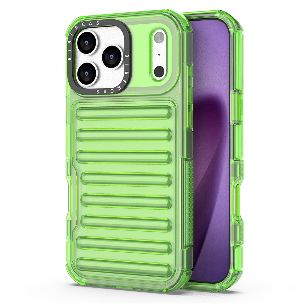 For iPhone 17 Pro Max Case Stripe Design Anti-Slip Detachable TPU + PC Phone Cover - Green