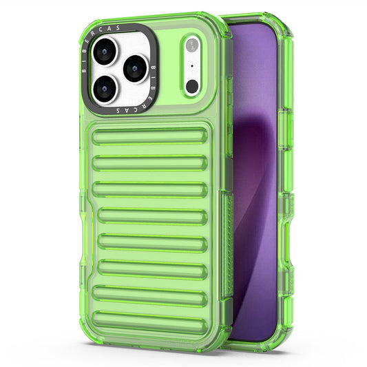 For iPhone 17 Pro Max Case Stripe Design Anti-Slip Detachable TPU + PC Phone Cover - Green