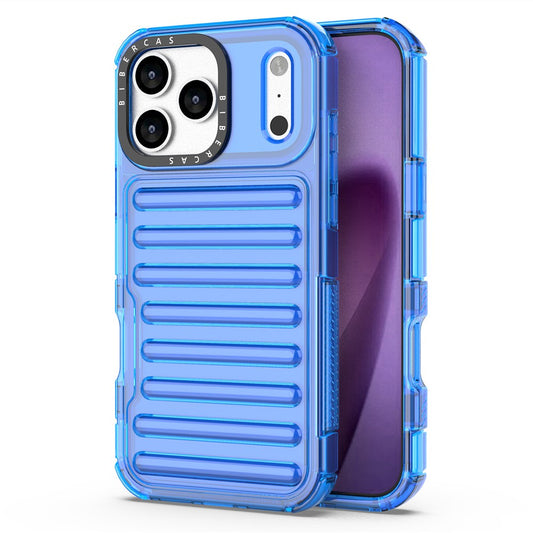For iPhone 17 Pro Max Case Stripe Design Anti-Slip Detachable TPU + PC Phone Cover - Blue