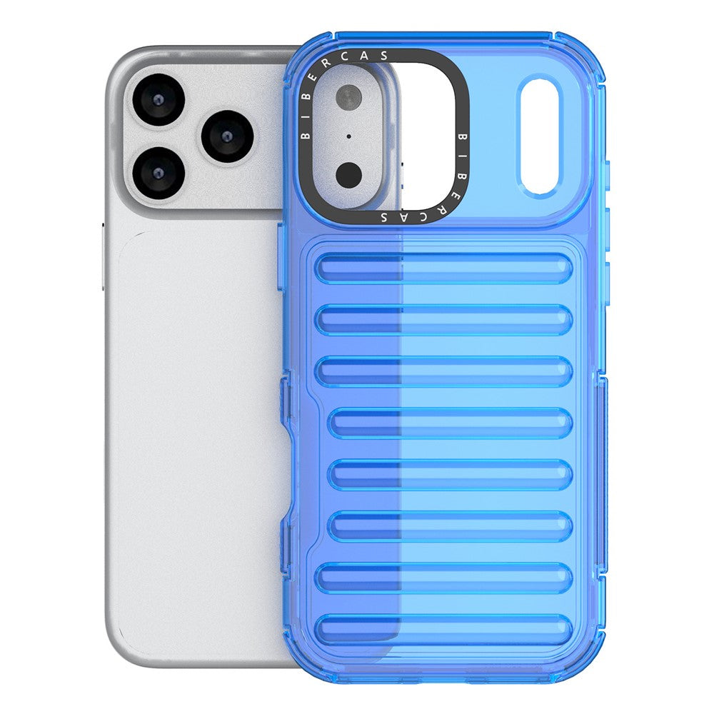 For iPhone 17 Pro Max Case Stripe Design Anti-Slip Detachable TPU + PC Phone Cover - Blue