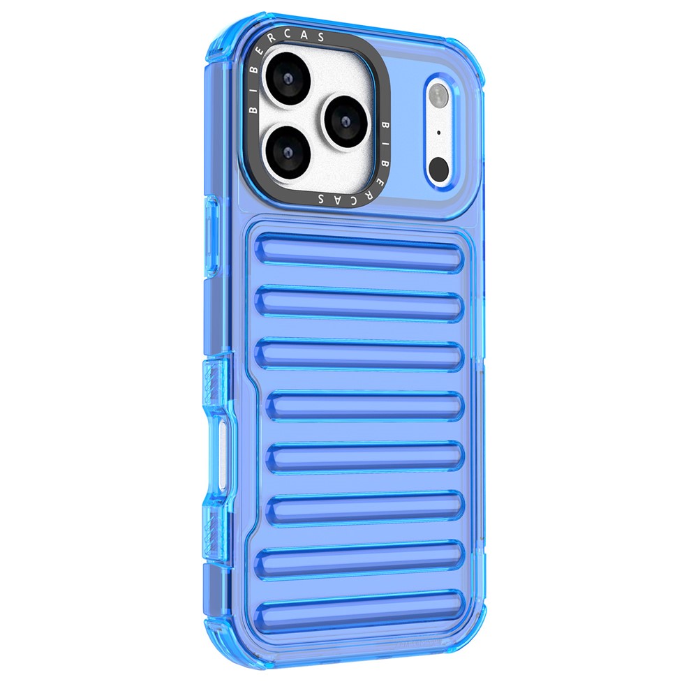 For iPhone 17 Pro Max Case Stripe Design Anti-Slip Detachable TPU + PC Phone Cover - Blue