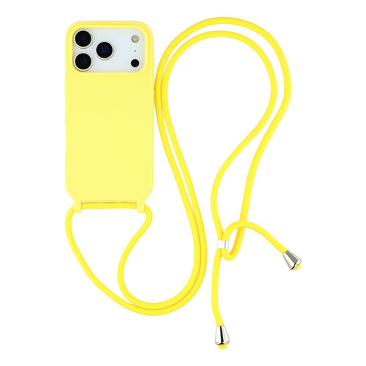 For iPhone 17 Pro Max Case TPU Soft Shockproof Phone Cover with Adjustable Lanyard - Yellow