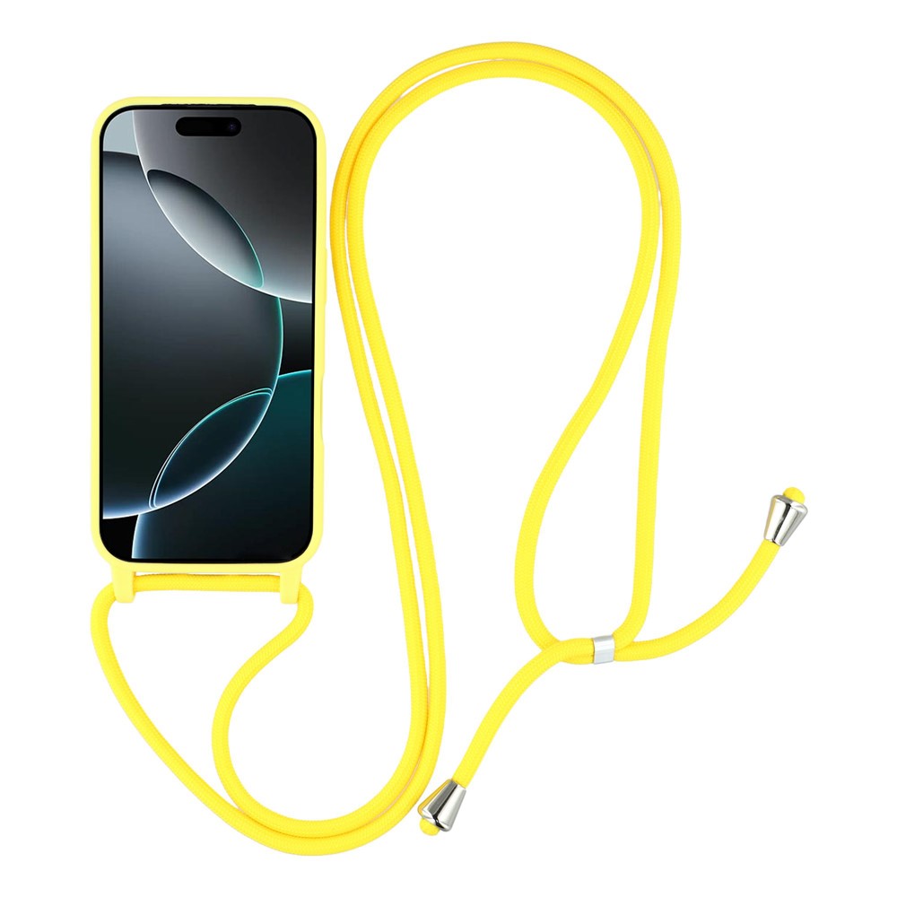 For iPhone 17 Pro Max Case TPU Soft Shockproof Phone Cover with Adjustable Lanyard - Yellow