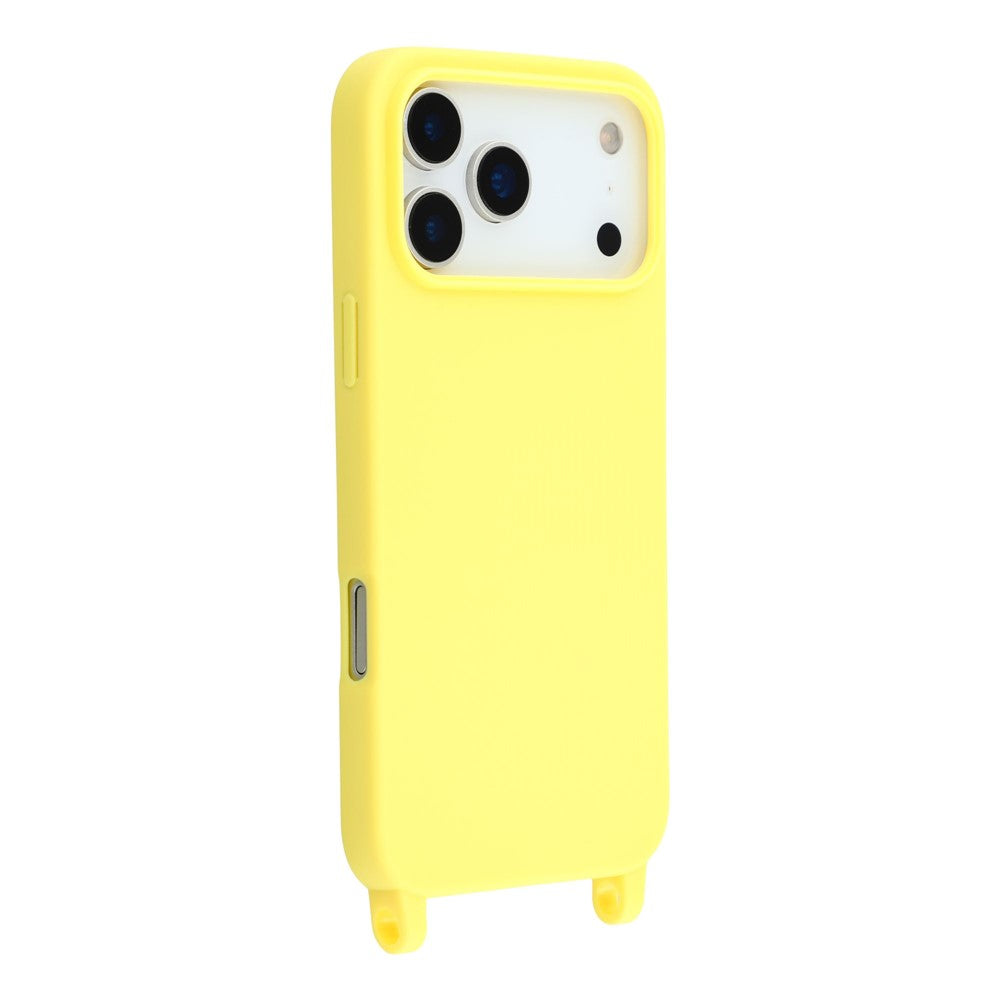 For iPhone 17 Pro Max Case TPU Soft Shockproof Phone Cover with Adjustable Lanyard - Yellow
