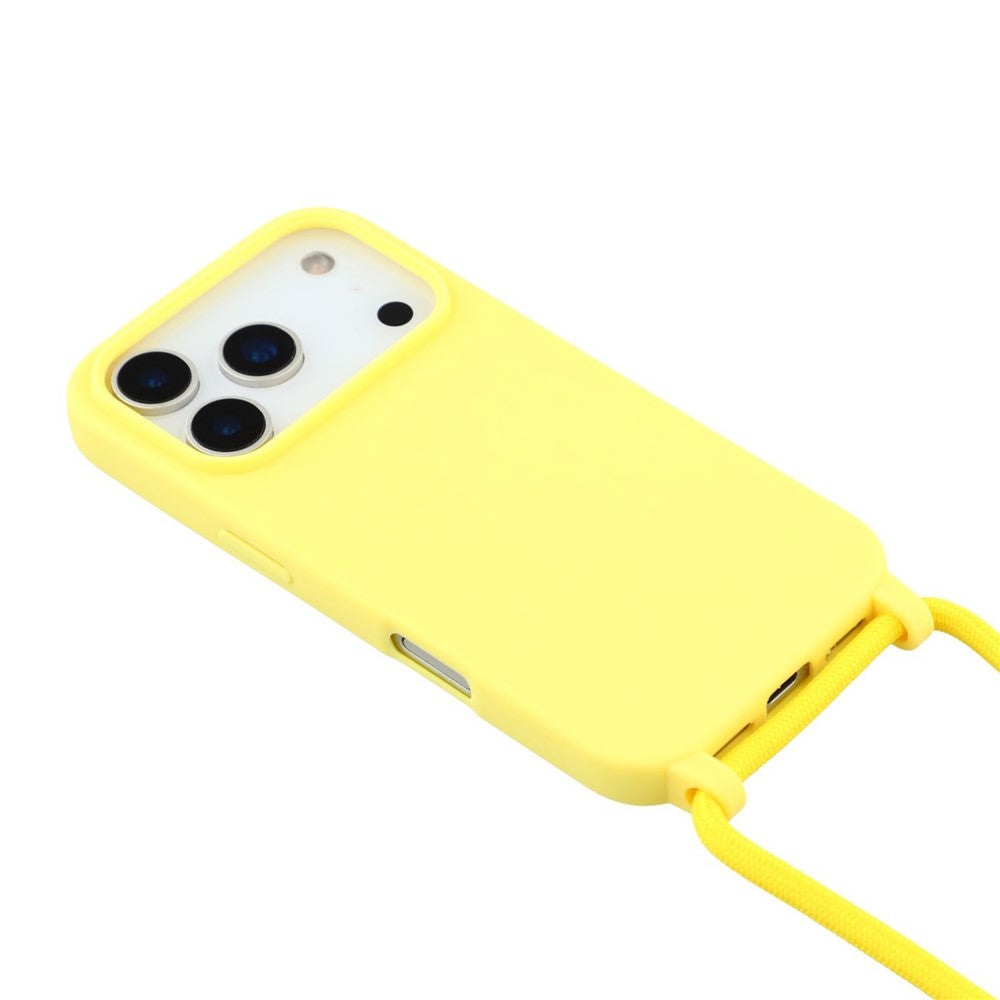For iPhone 17 Pro Max Case TPU Soft Shockproof Phone Cover with Adjustable Lanyard - Yellow