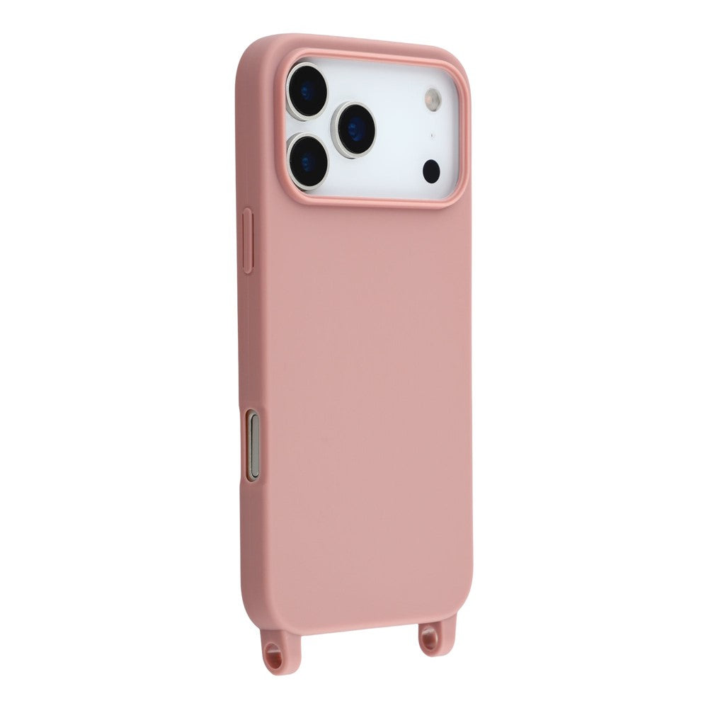 For iPhone 17 Pro Max Case TPU Soft Shockproof Phone Cover with Adjustable Lanyard - Deep Pink