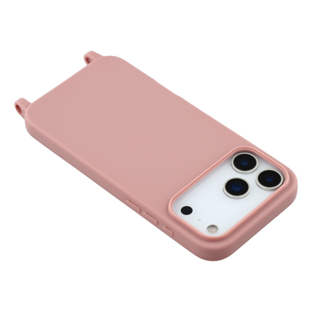 For iPhone 17 Pro Max Case TPU Soft Shockproof Phone Cover with Adjustable Lanyard - Deep Pink