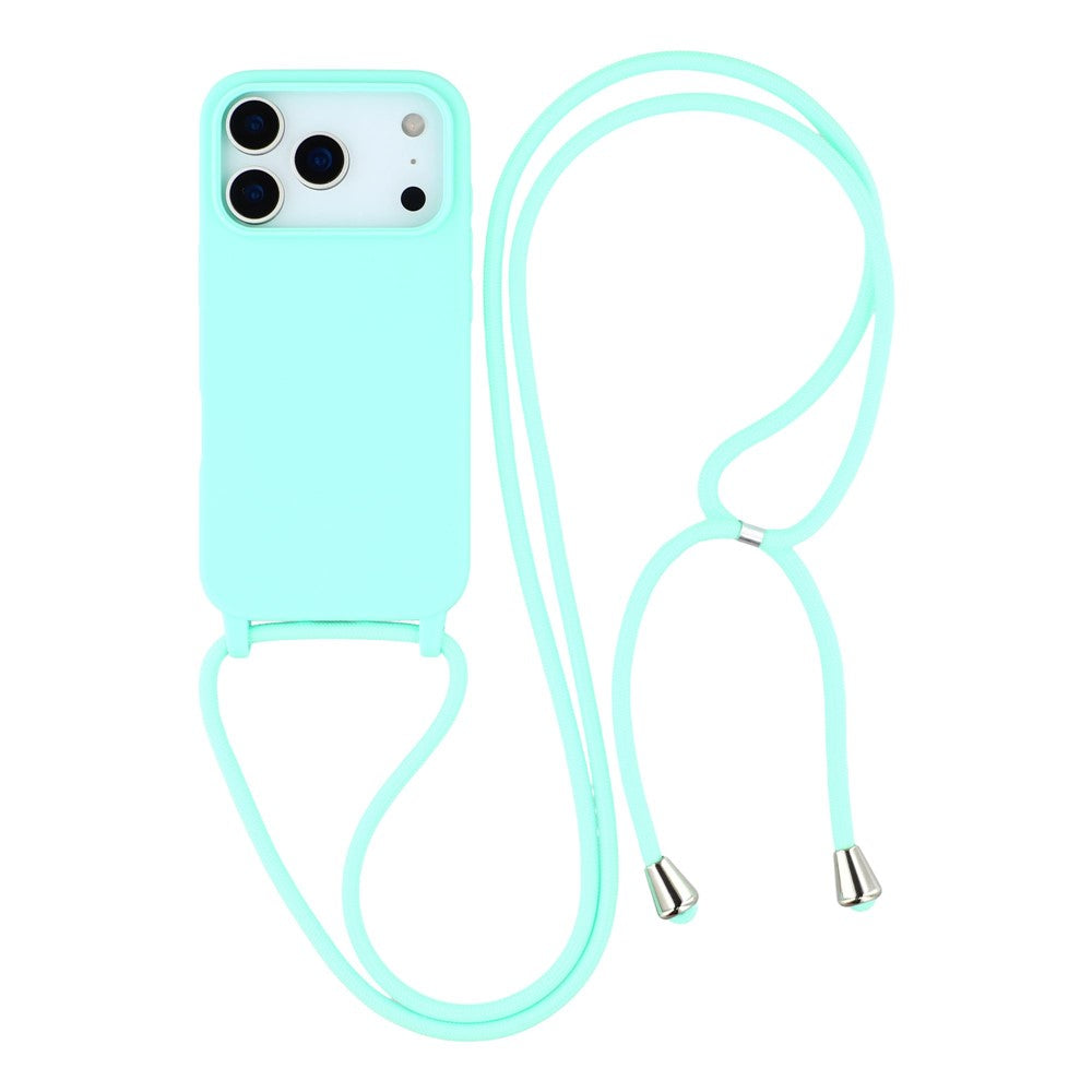 For iPhone 17 Pro Max Case TPU Soft Shockproof Phone Cover with Adjustable Lanyard - Mint Green