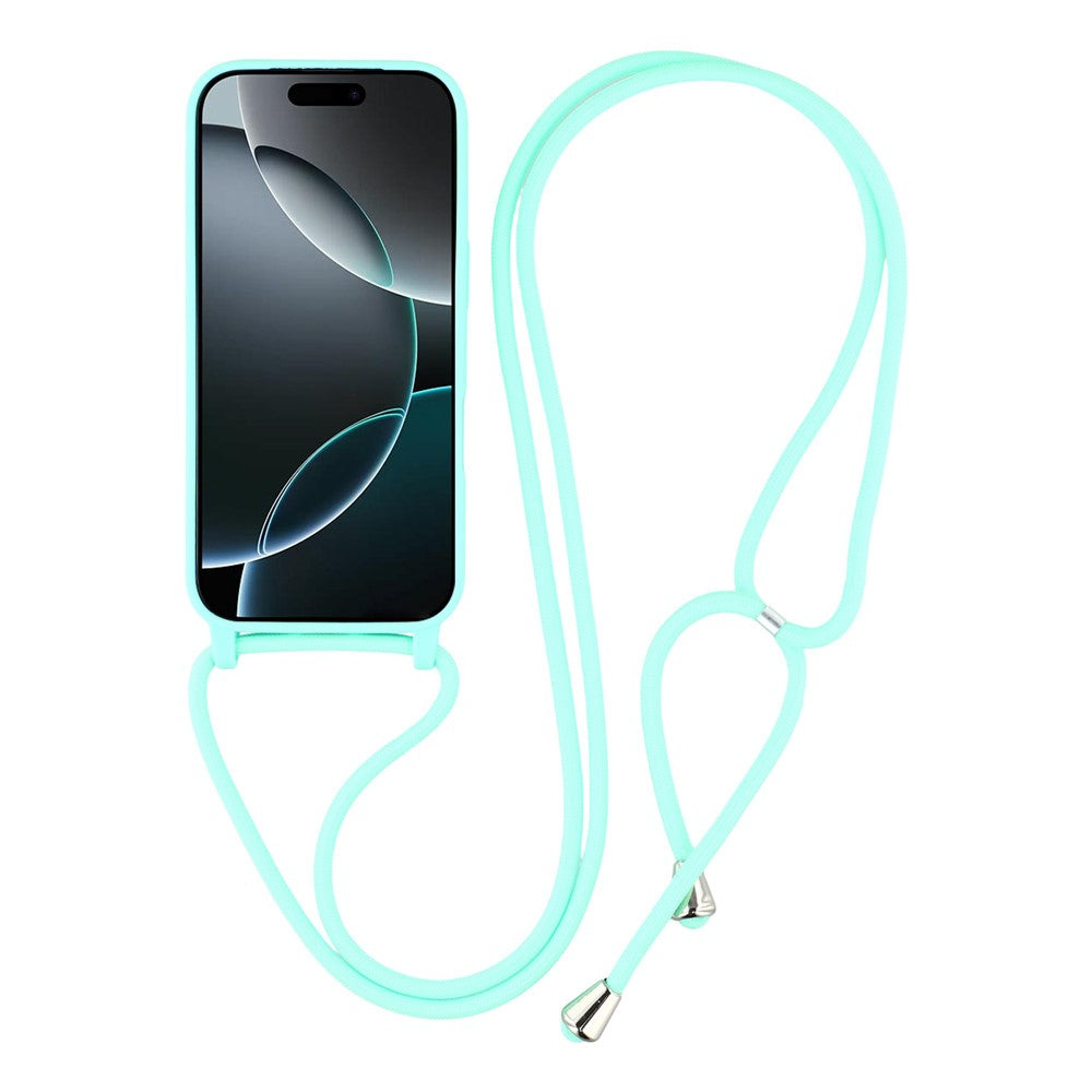 For iPhone 17 Pro Max Case TPU Soft Shockproof Phone Cover with Adjustable Lanyard - Mint Green