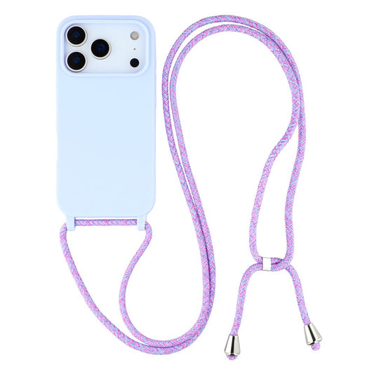 For iPhone 17 Pro Max Case TPU Soft Shockproof Phone Cover with Adjustable Lanyard - Light Purple