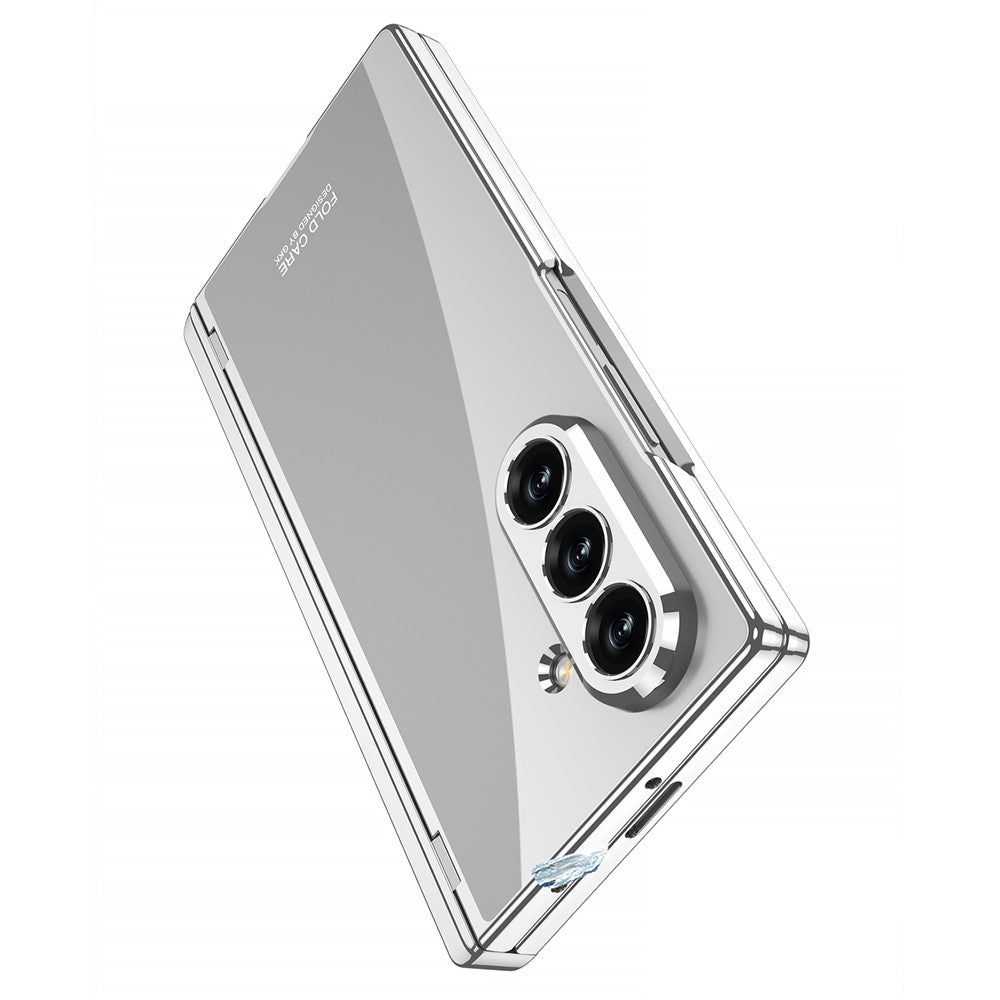 GKK For Samsung Galaxy Z Fold7 5G Crystal Clear Case Magnetic Hinge Protection PC Tempered Glass Kickstand Phone Cover - Black