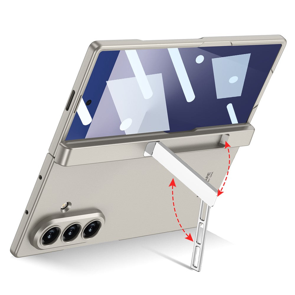 GKK For Samsung Galaxy Z Fold7 5G Case Magnetic Hinge Protection PC + Tempered Glass Kickstand Phone Cover - Grey