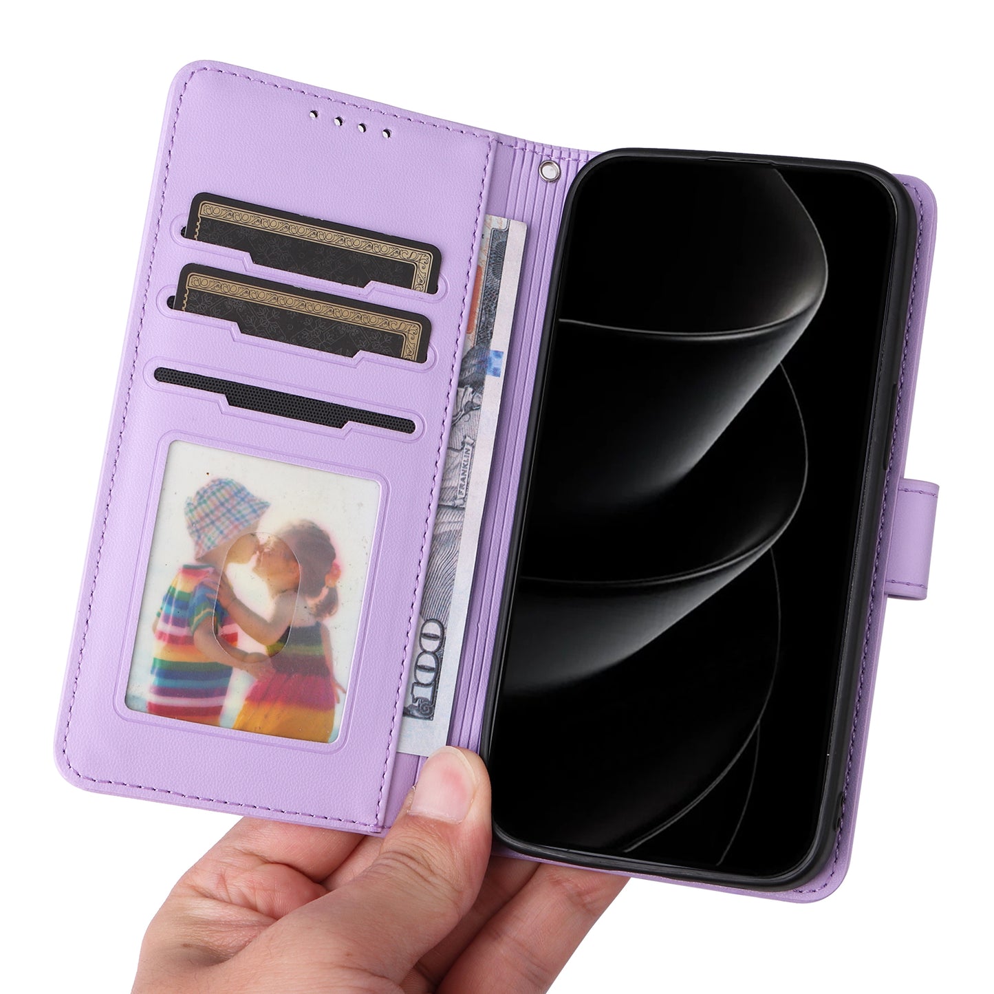 For iPhone 17 Pro Max Magnetic Case BETOPNICE Detachable PU Leather Phone Cover with Strap - Purple