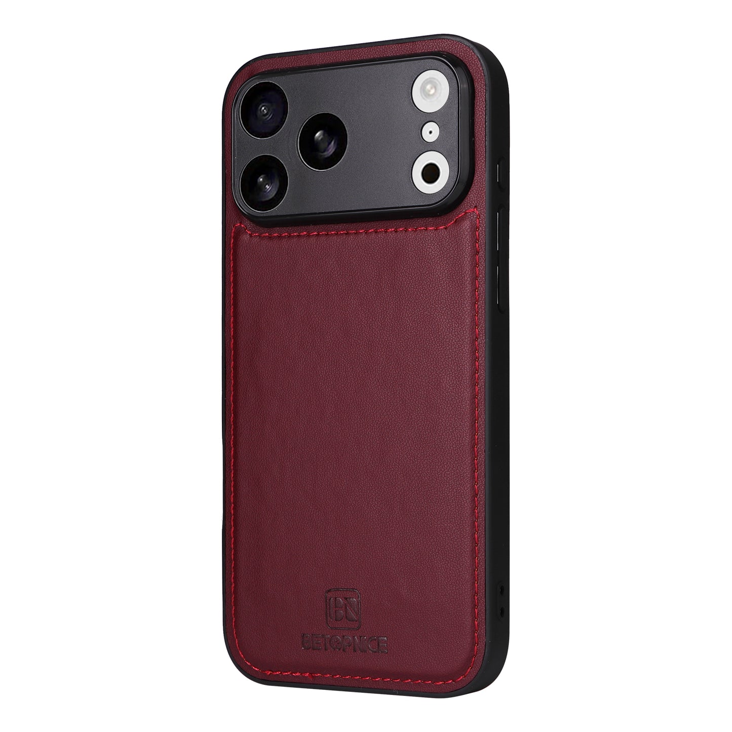 For iPhone 17 Pro Max Magnetic Case BETOPNICE Detachable PU Leather Phone Cover with Strap - Red