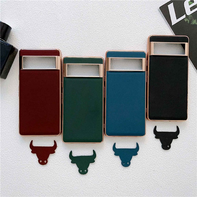 Cell Phone Back Cover for Google Pixel 7 Pro 5G, Nano Electroplating Genuine Leather Coated TPU Phone Case - Green