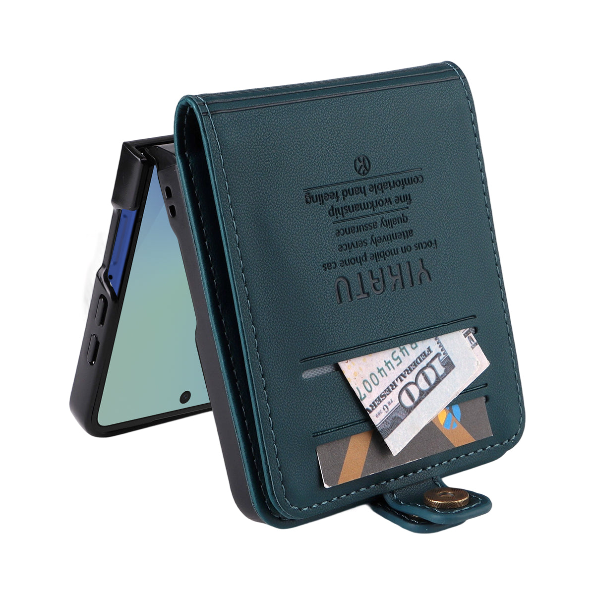 For Samsung Galaxy Z Flip7 5G Phone Cases YIKATU Magnetic Closure PU Leather Mobile Cover - Green