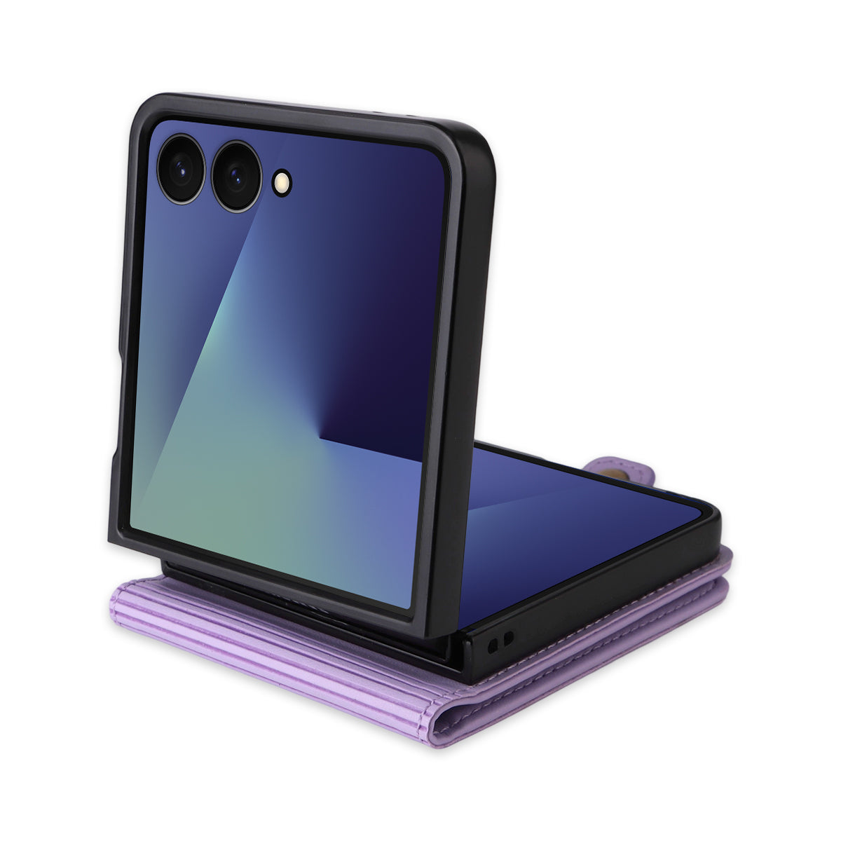 For Samsung Galaxy Z Flip7 5G Phone Cases YIKATU Magnetic Closure PU Leather Mobile Cover -  Light Purple
