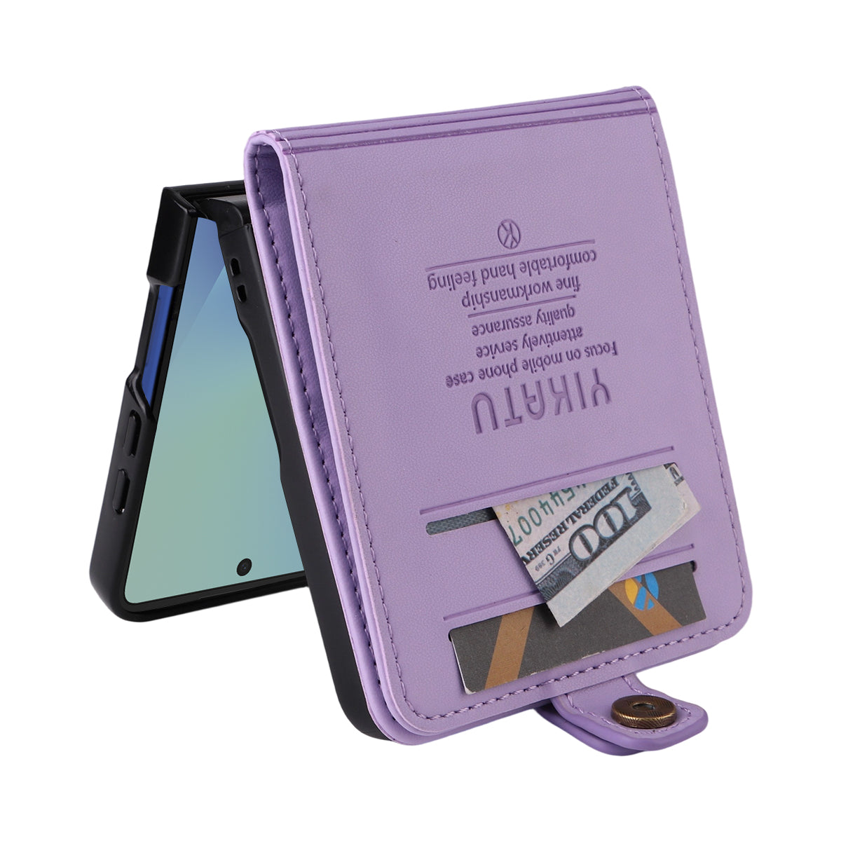 For Samsung Galaxy Z Flip7 5G Phone Cases YIKATU Magnetic Closure PU Leather Mobile Cover -  Light Purple
