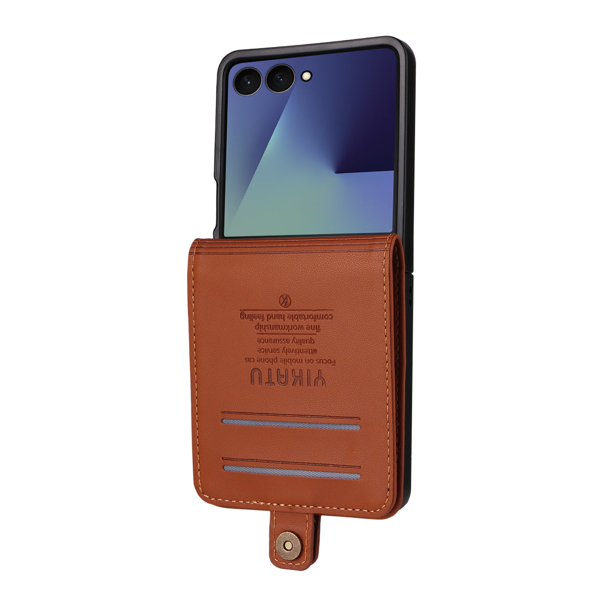 For Samsung Galaxy Z Flip7 5G Phone Cases YIKATU Magnetic Closure PU Leather Mobile Cover - Brown