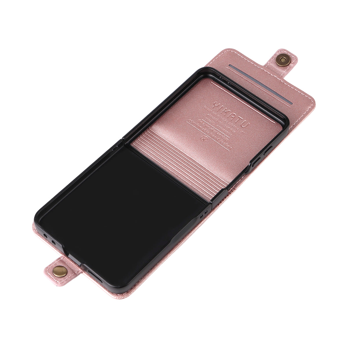 For Samsung Galaxy Z Flip7 5G Phone Cases YIKATU Magnetic Closure PU Leather Mobile Cover -  Rose Gold
