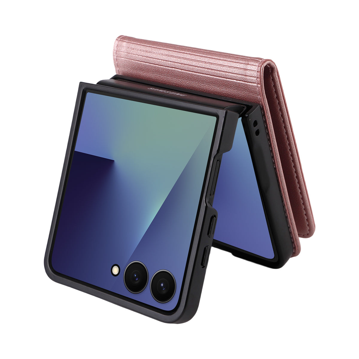 For Samsung Galaxy Z Flip7 5G Phone Cases YIKATU Magnetic Closure PU Leather Mobile Cover -  Rose Gold